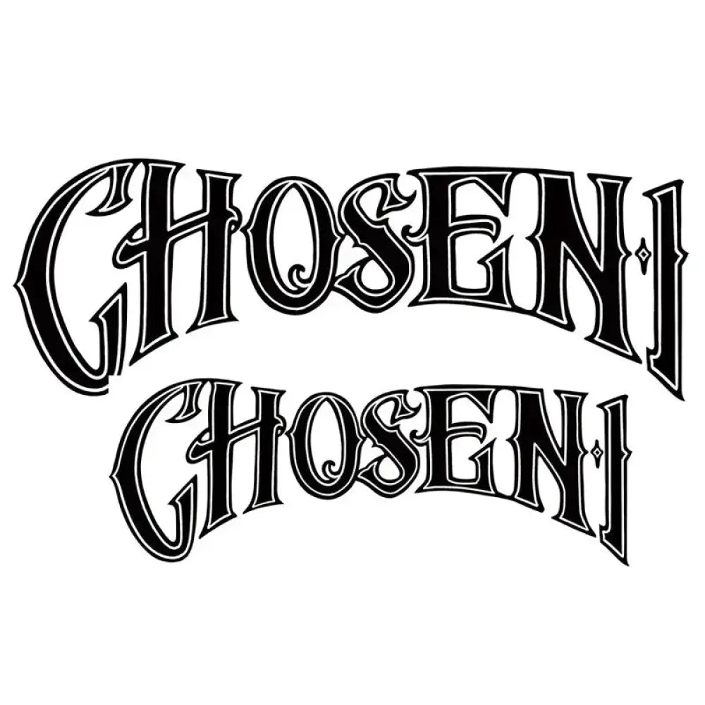 Black and white ornate Chosen lettering tattoo sticker with intricate tattoo designs