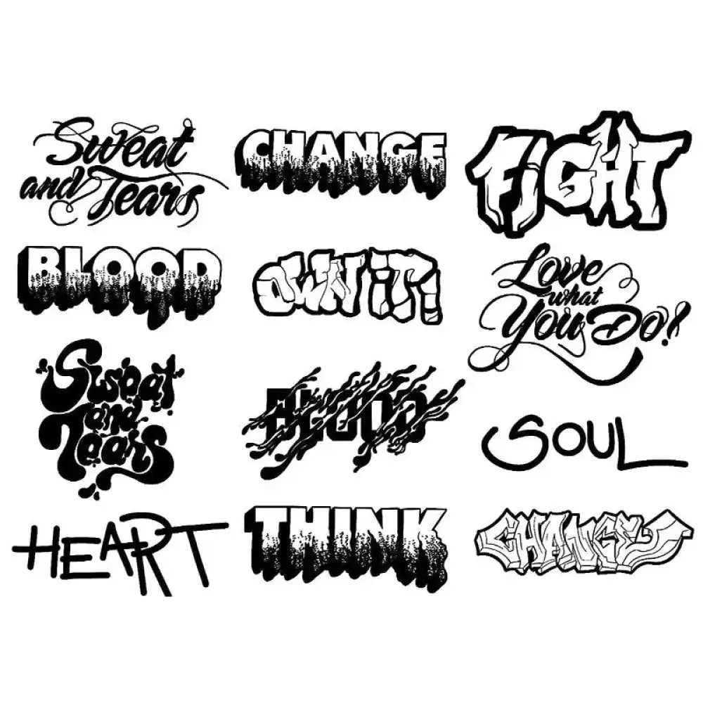 Graffiti Quote monochrome typography designs for tattoo stickers