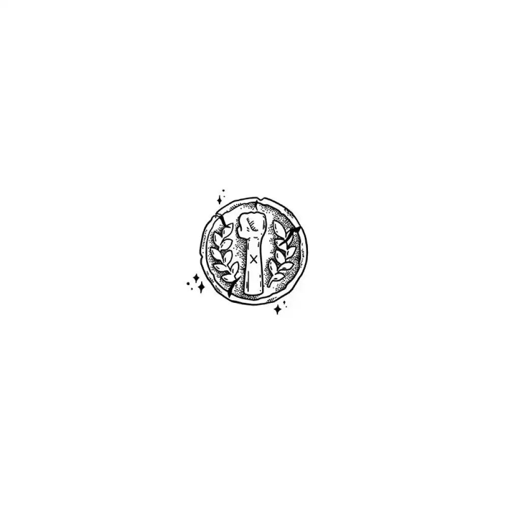 Laurel Fist Emblem coin illustration with raised fist and laurel wreaths