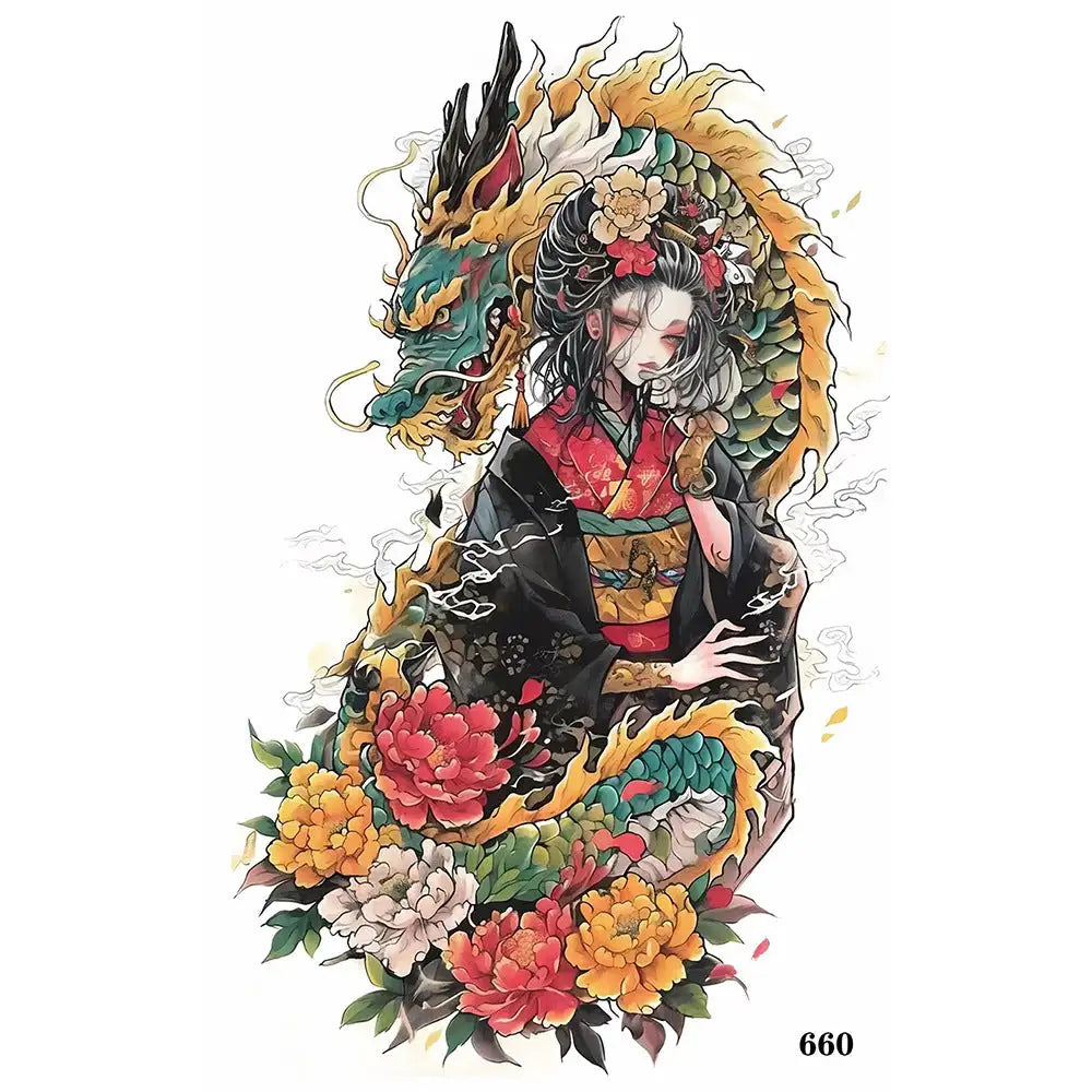 Vibrant Dragon tattoo sticker with intricate tattoo designs, ideal as a small tattoo or tattoo sticker from Nobleness
