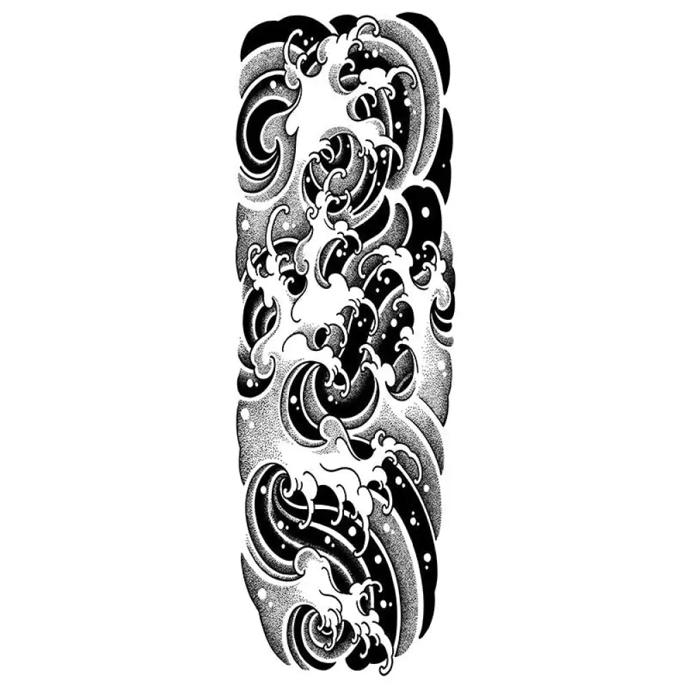 Black and white Ukiyo-e Wave Surge small tattoo sticker design