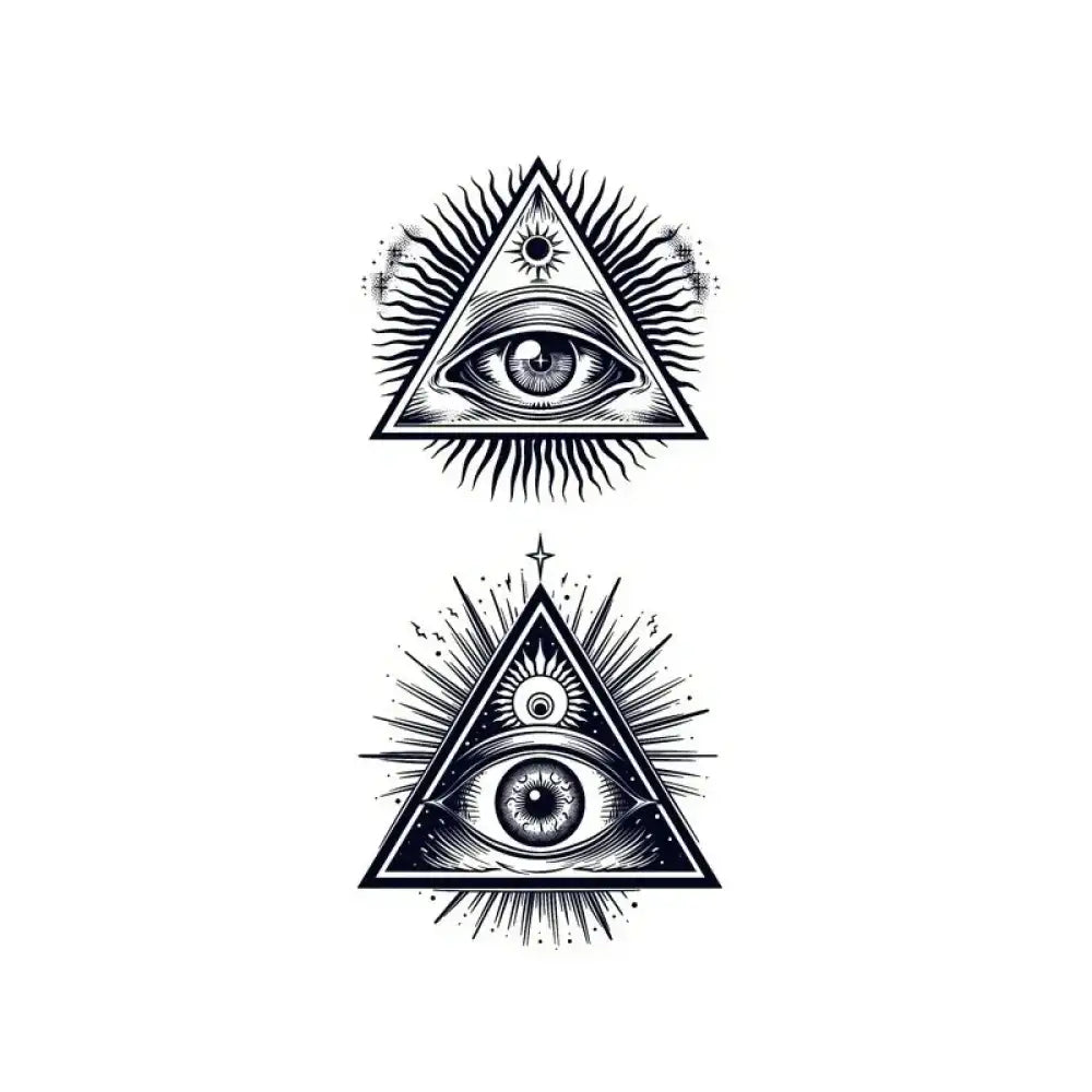 All-Seeing Eye 2 tattoo sticker featuring two illustrative Eye of Providence designs