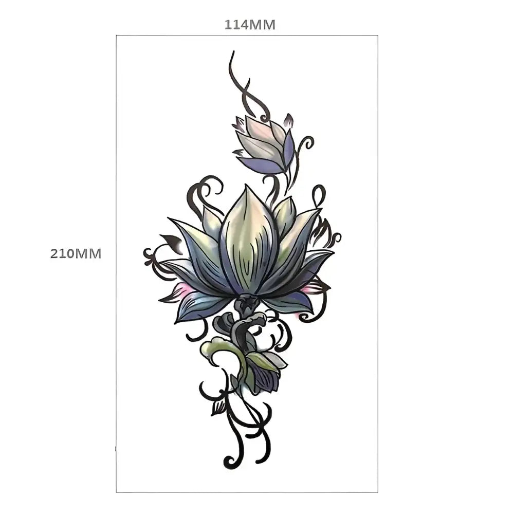 Temporary lotus flower tattoo from Artistic Floral Temporary Tattoo collection