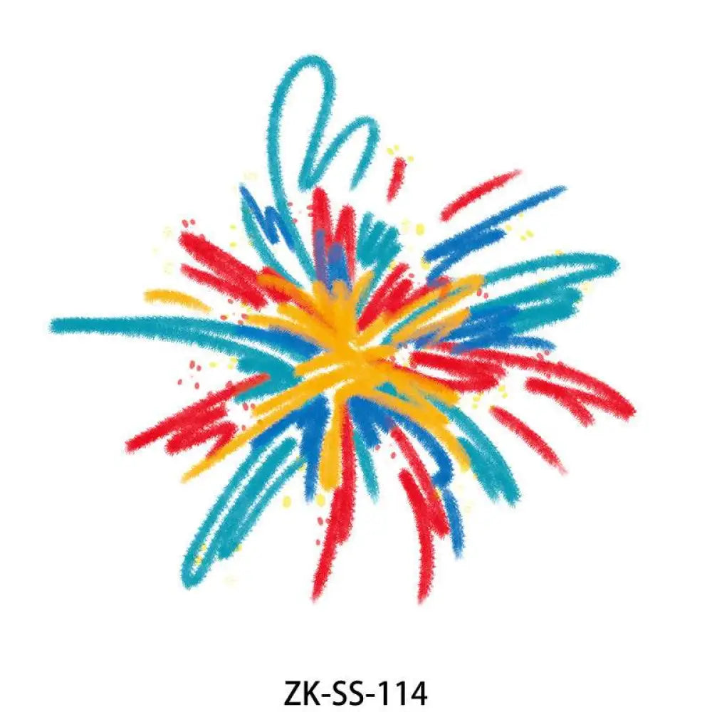 Caramel Floral tattoo sticker with vibrant fireworks-like brushstrokes, perfect for small tattoos