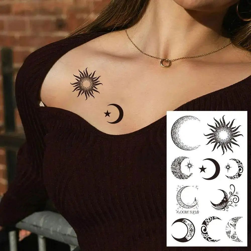 Temporary tattoos sticker featuring sun and moon designs from Moon’s Kiss 4x5cm with real reviews
