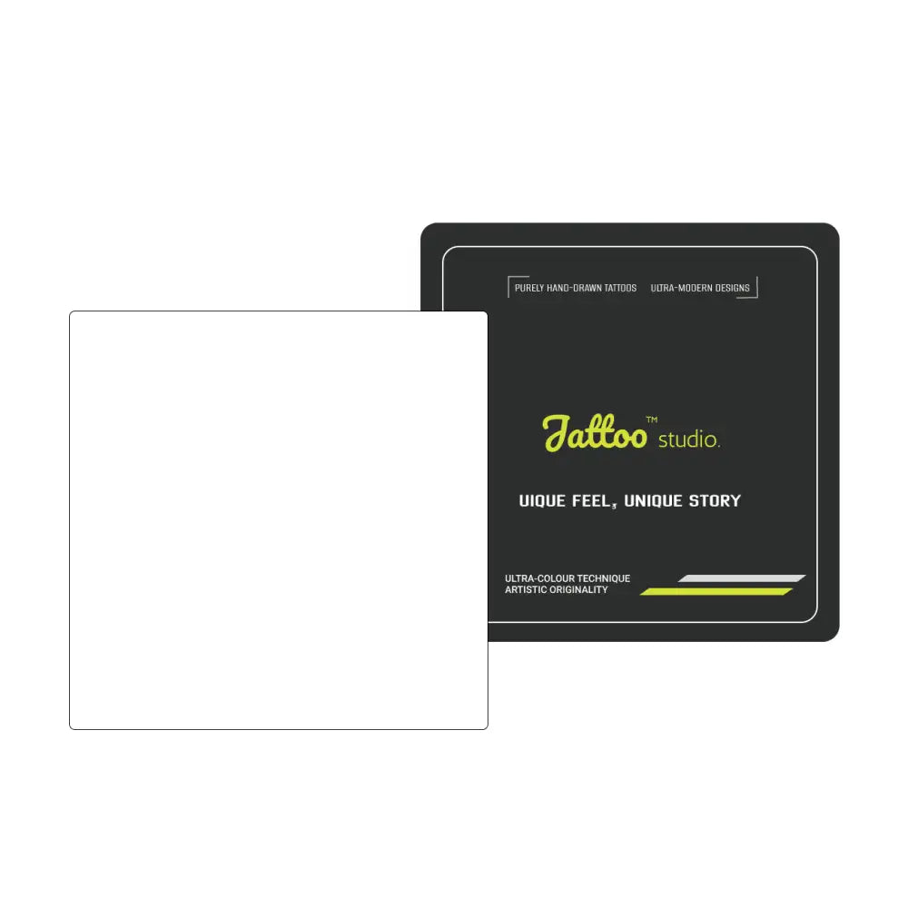 Custom Tattoo product with blank white and branded dark temporary tattoo cards