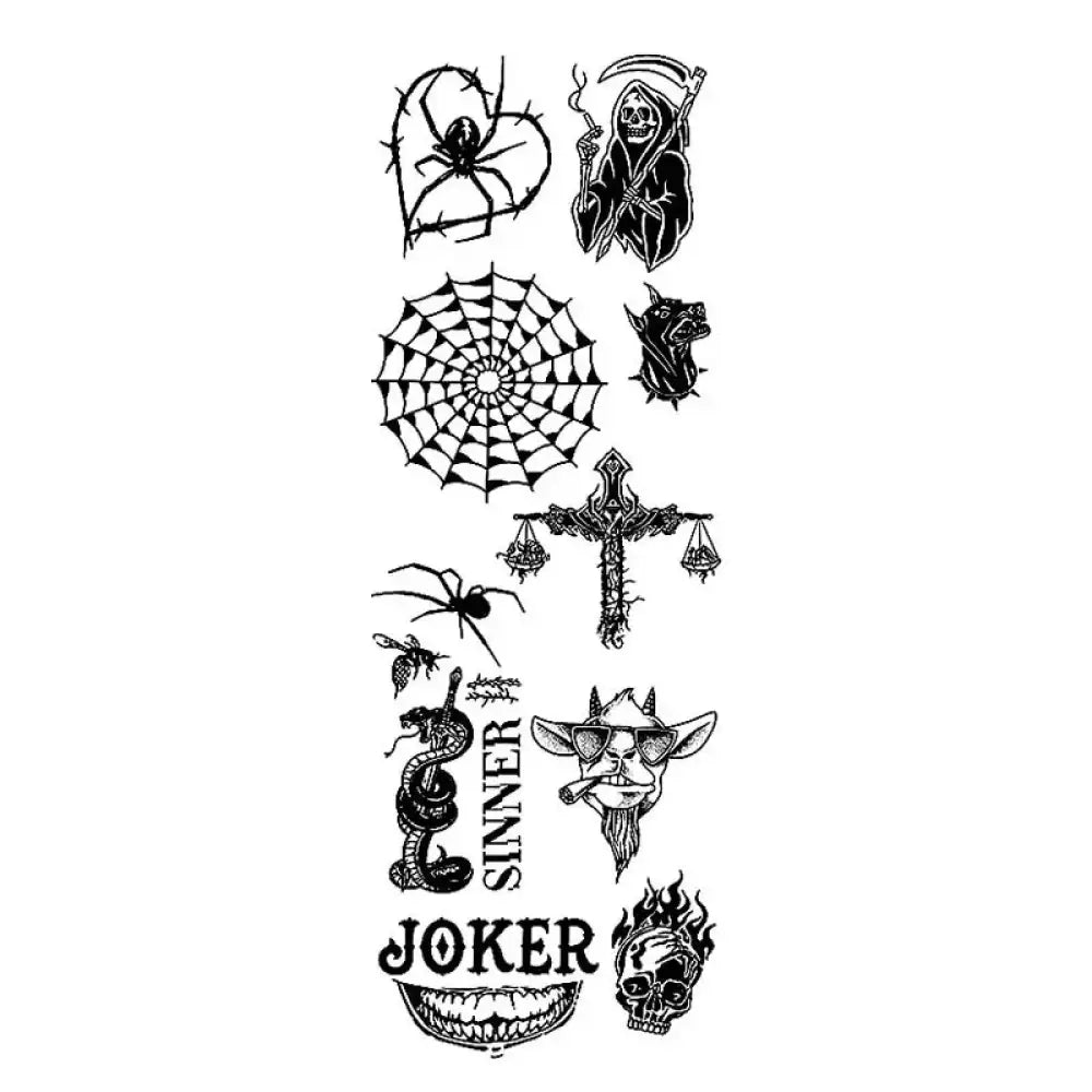 Darkside gothic temporary tattoo stickers with small designs
