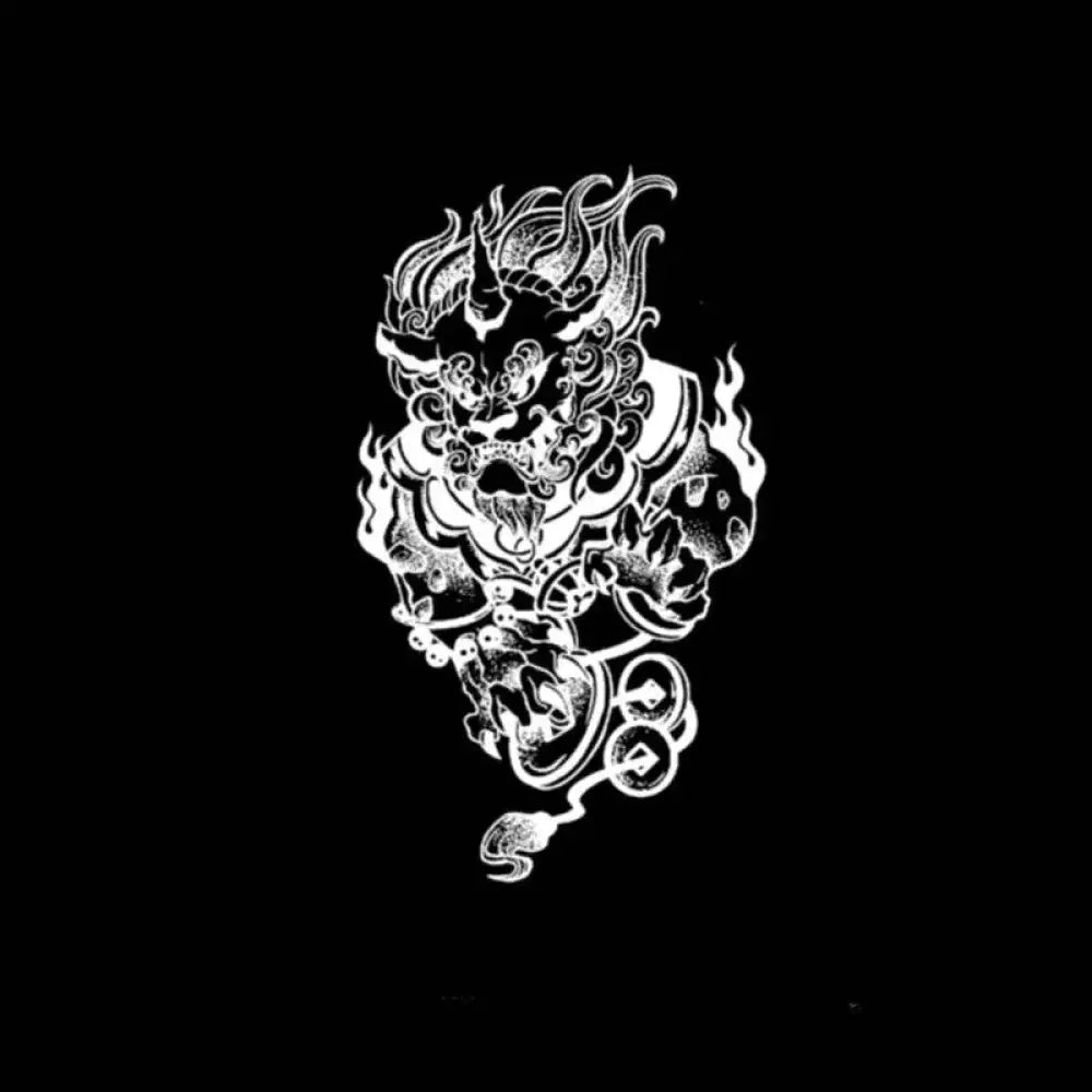 Demon Slayer stylized white mythical creature tattoo sticker, 17x10cm