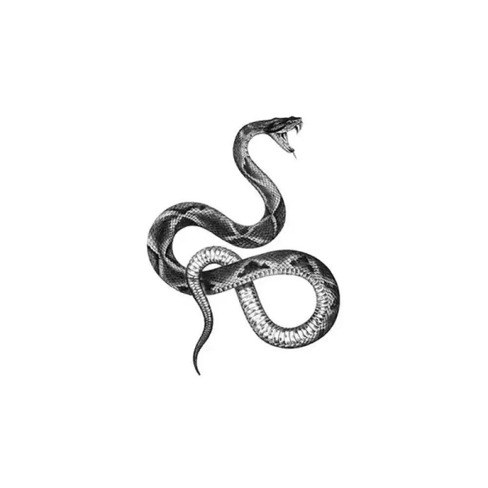 Black and white coiled snake sketch fake temporary tattoo, Don’t Bother Me 14x10cm