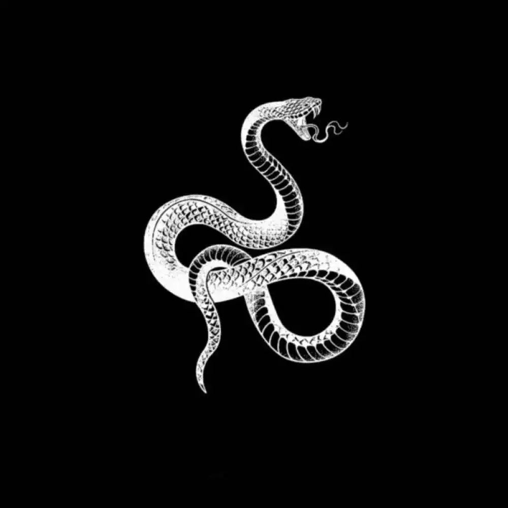 White snake tattoo sticker design on black background, Don’t Bother Me, 14x10cm
