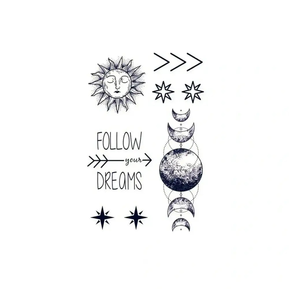 Black celestial small tattoo stickers in Dream Bundle