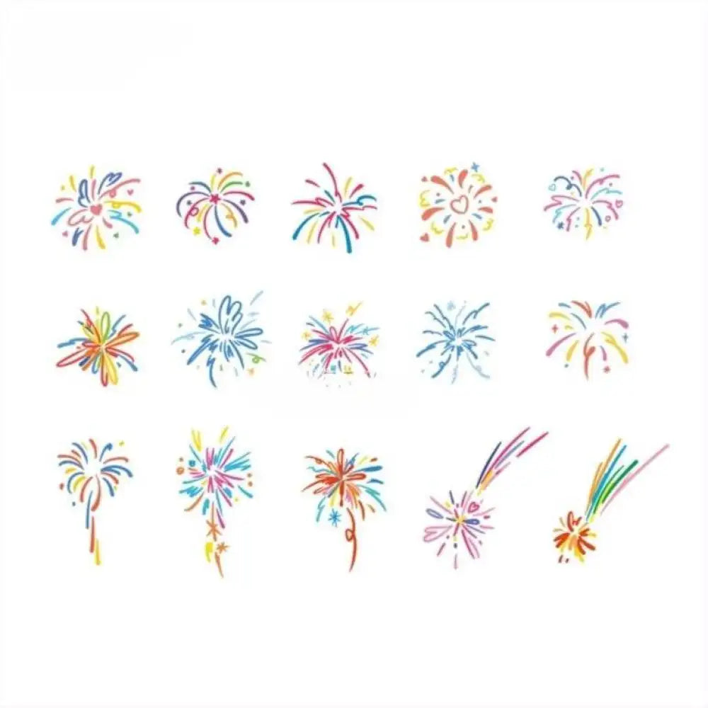 Colorful fireworks temporary tattoo stickers, small designs
