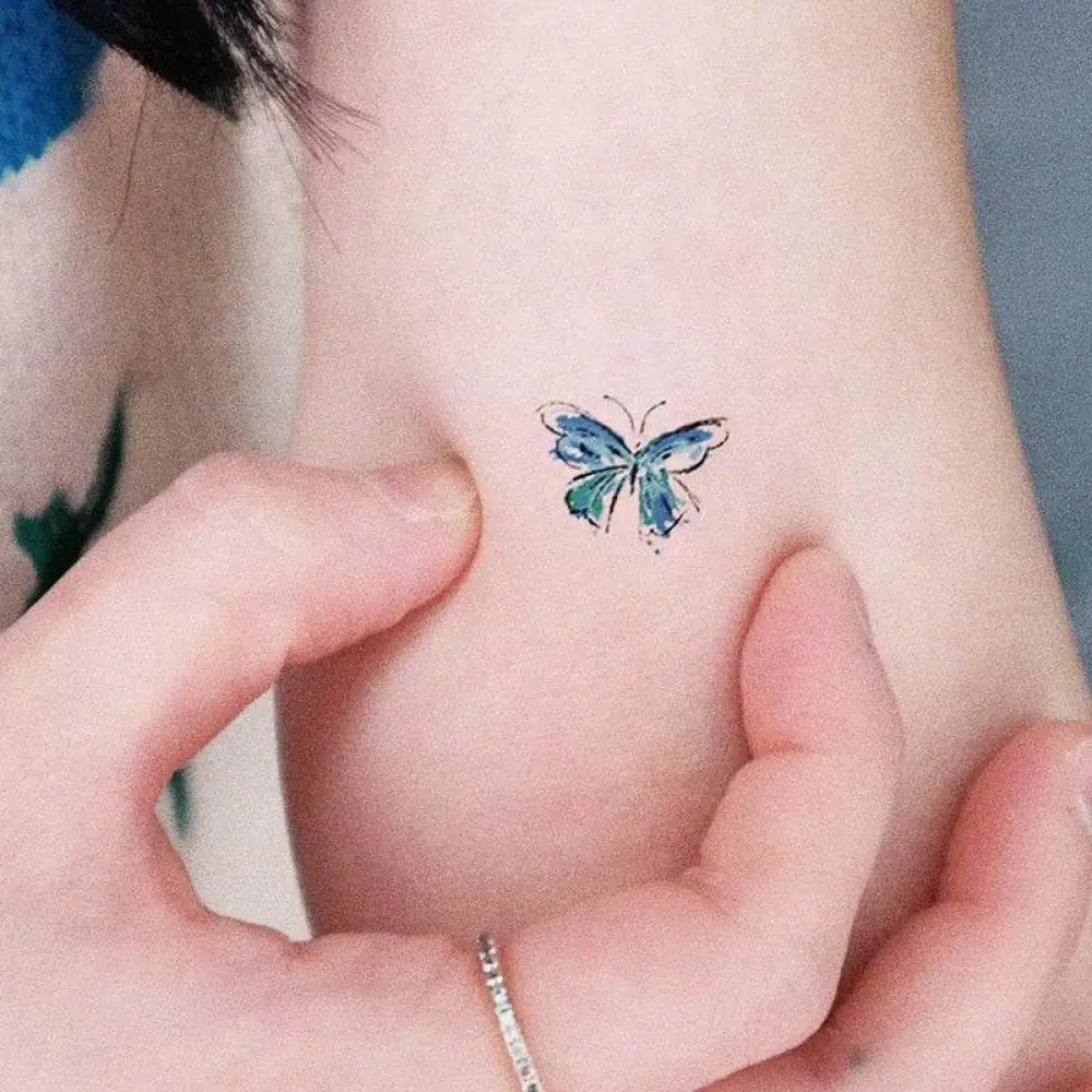 Delicate Iris japonica small tattoo sticker on fair skin