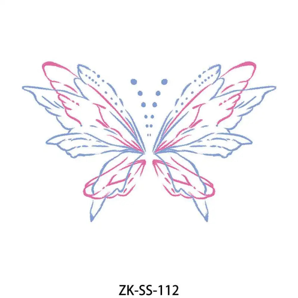 Mint Floral tattoo sticker featuring delicate layered butterfly wings with intricate patterns