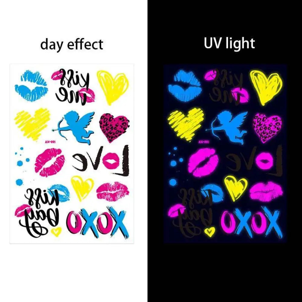 Nightbloom Feathers UV Kissed glow-in-UV temporary tattoos