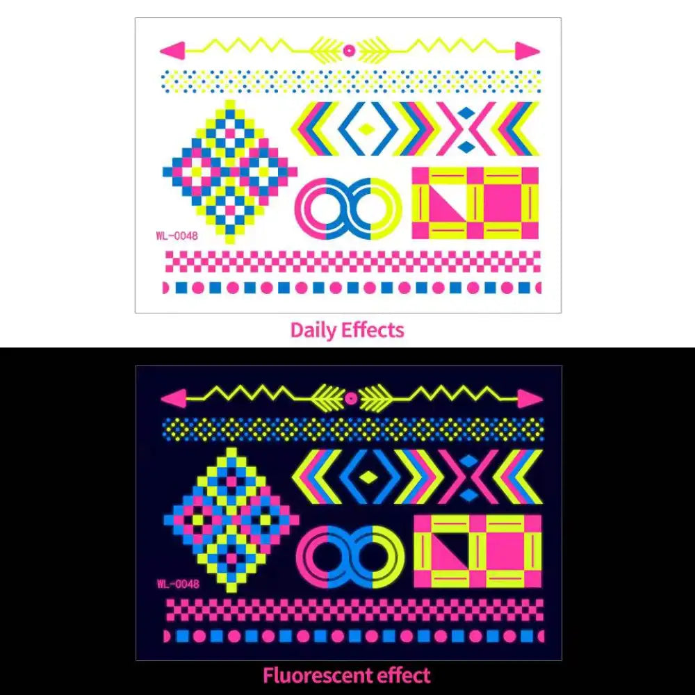 Night’s Bloom Adornments: temporary tribal tattoo stickers with glow effects