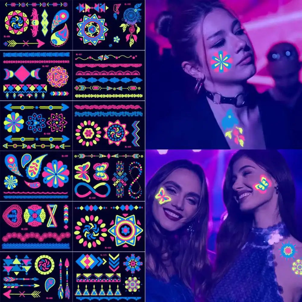 Night’s Bloom Adornments: Glow-in-the-Dark Temporary Tattoo Stickers