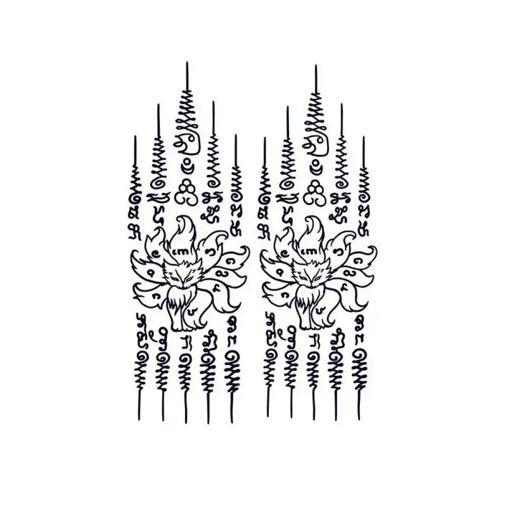 Intricate Nine-Tailed Fox Yantra Tattoo designs showcasing fox yantra tattoo artistry