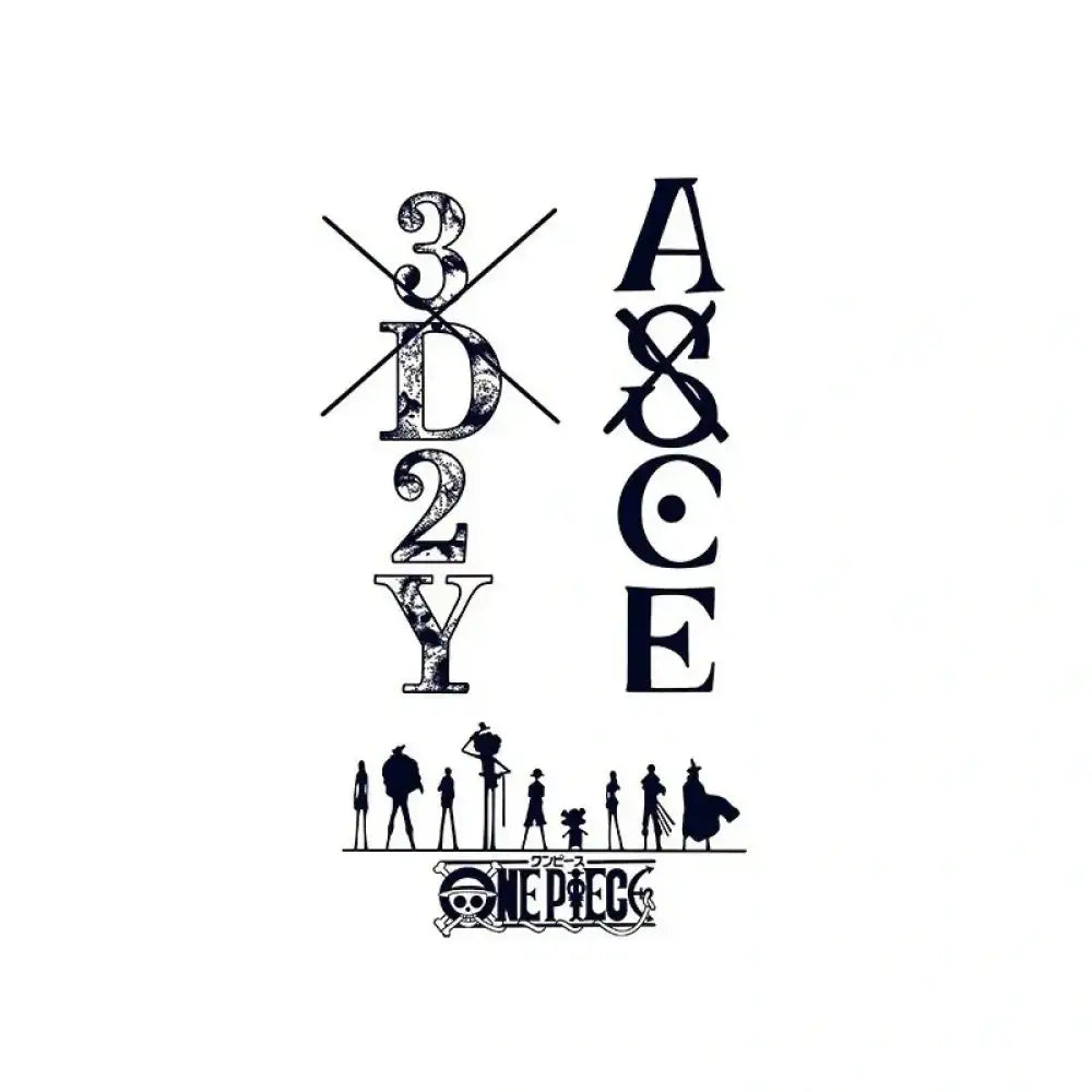 White T-shirt with One Piece Ace 3D2Y anime design for fans of Ace 3D2Y merchandise