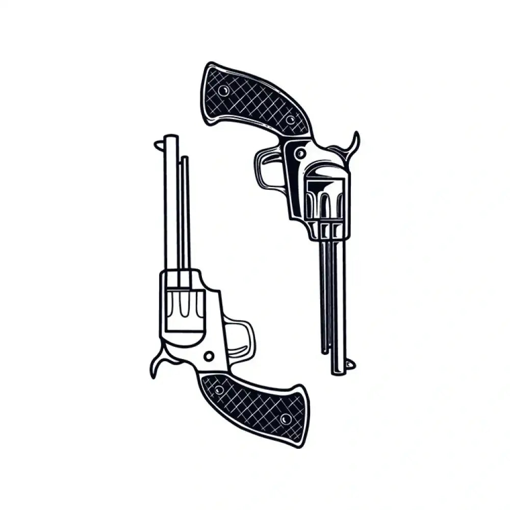 Vintage revolvers with textured grips tattoo sticker design
