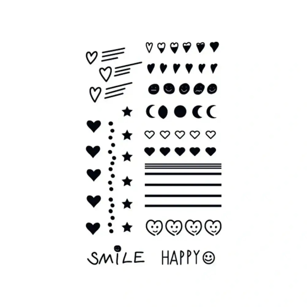 Simple & Small Bundle A: small bundle of heart, star, moon, smiley face tattoo stickers