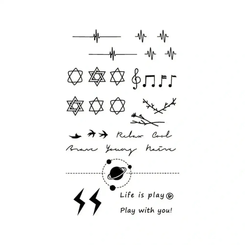 Sheet of black small tattoos in Simple & Small Bundle B