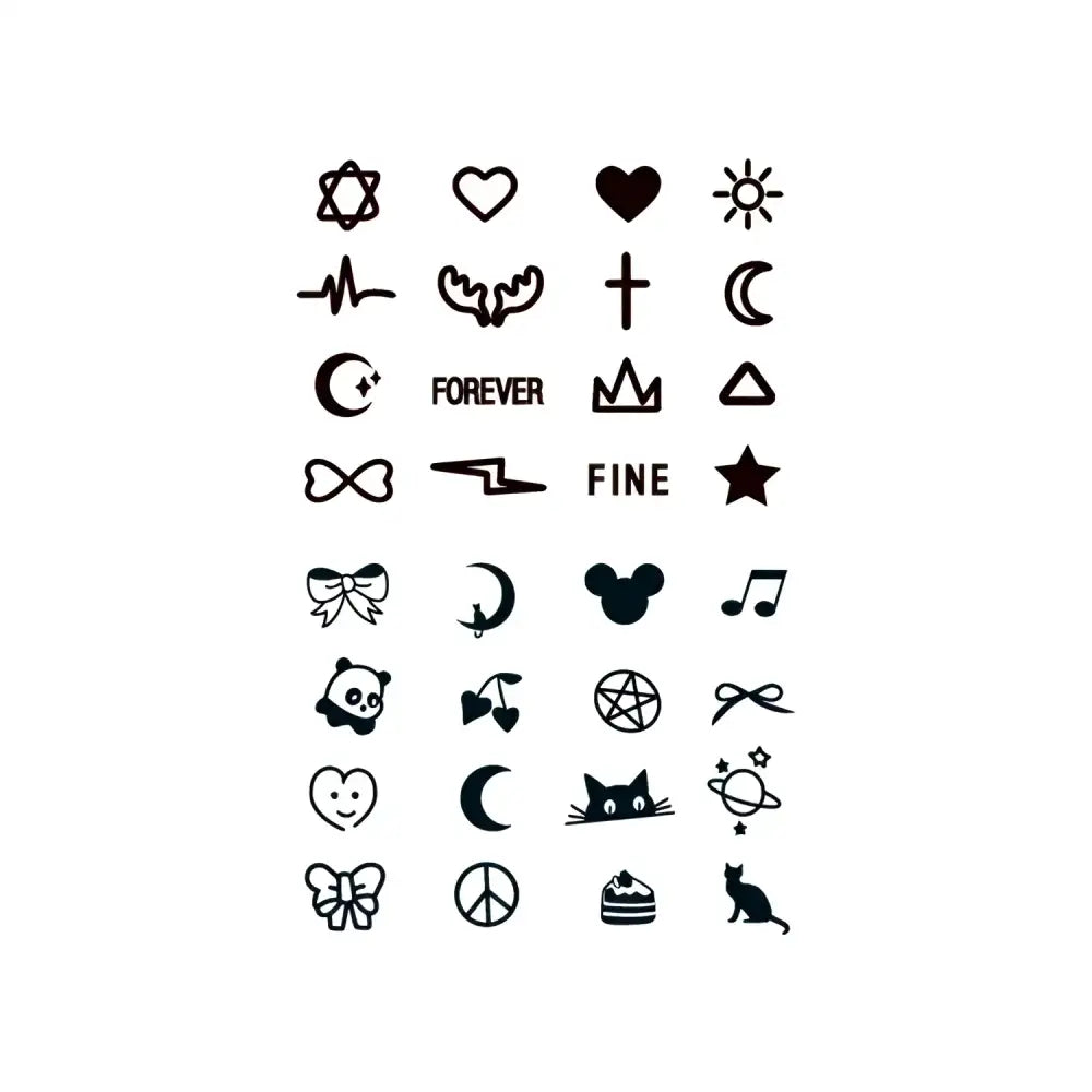 Small black temporary tattoo sticker designs in Simple & Small Bundle D