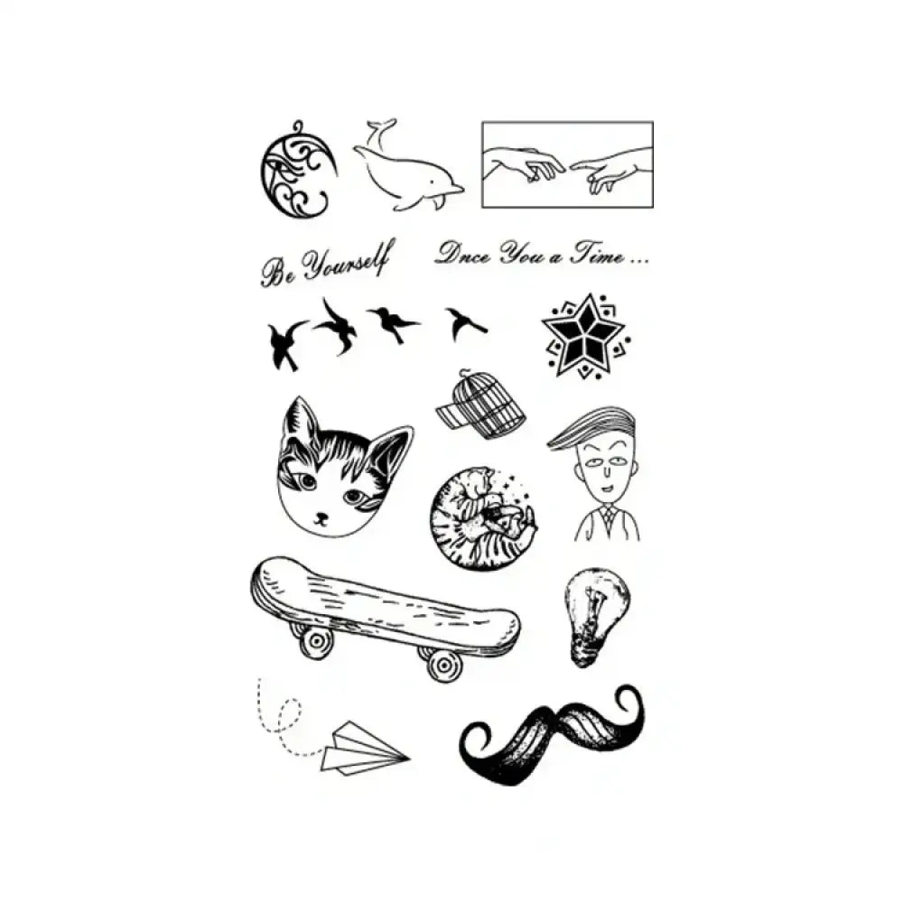 Sheet of black-ink small tattoo sticker designs in Simple & Small Bundle E