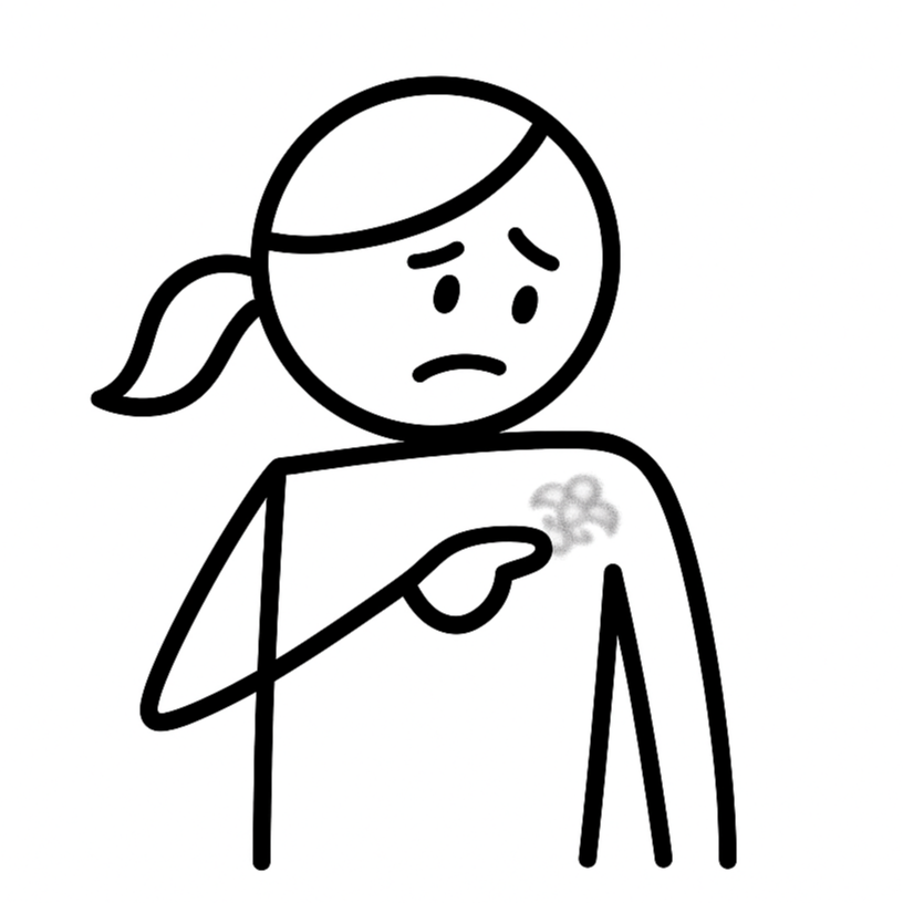 stick figure type:
Kelly saw the faded and blurry old tattoo on her left shoulder. When she got it tattooed ten years ago, she was young and impulsive, wanting an eternal mark to prove her uniqueness.