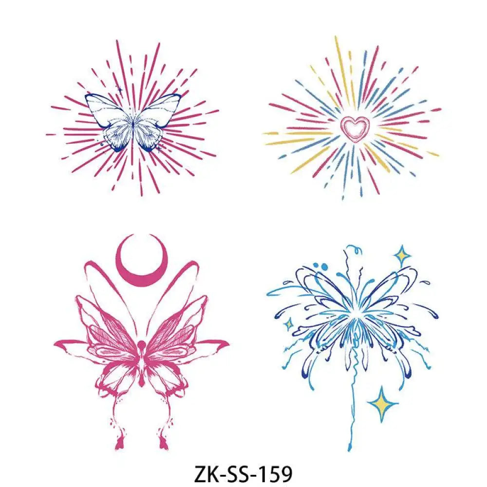 Colorful butterfly and heart-themed firework designs on a stylish star bow tie, 6.0 x 6.5cm