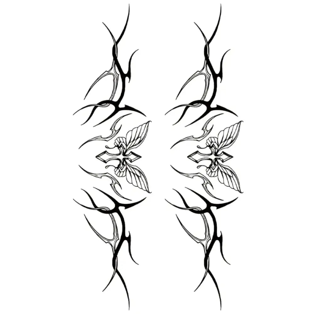 Symmetric tribal blossom winged cross tattoo designs