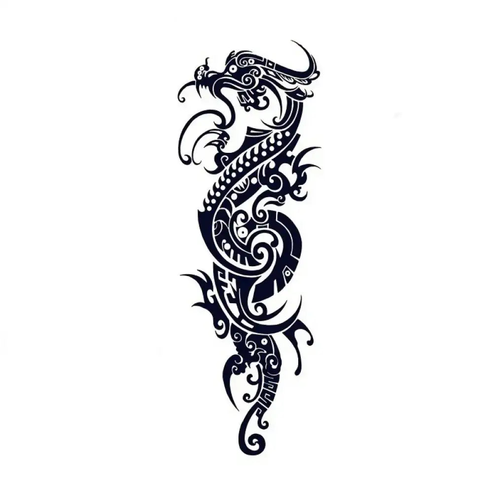 Black tribal dragon tattoo sticker design for Dragon Totem Sleeve