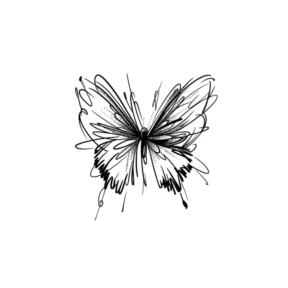 Abstract ink butterfly black and white sketch tattoo sticker