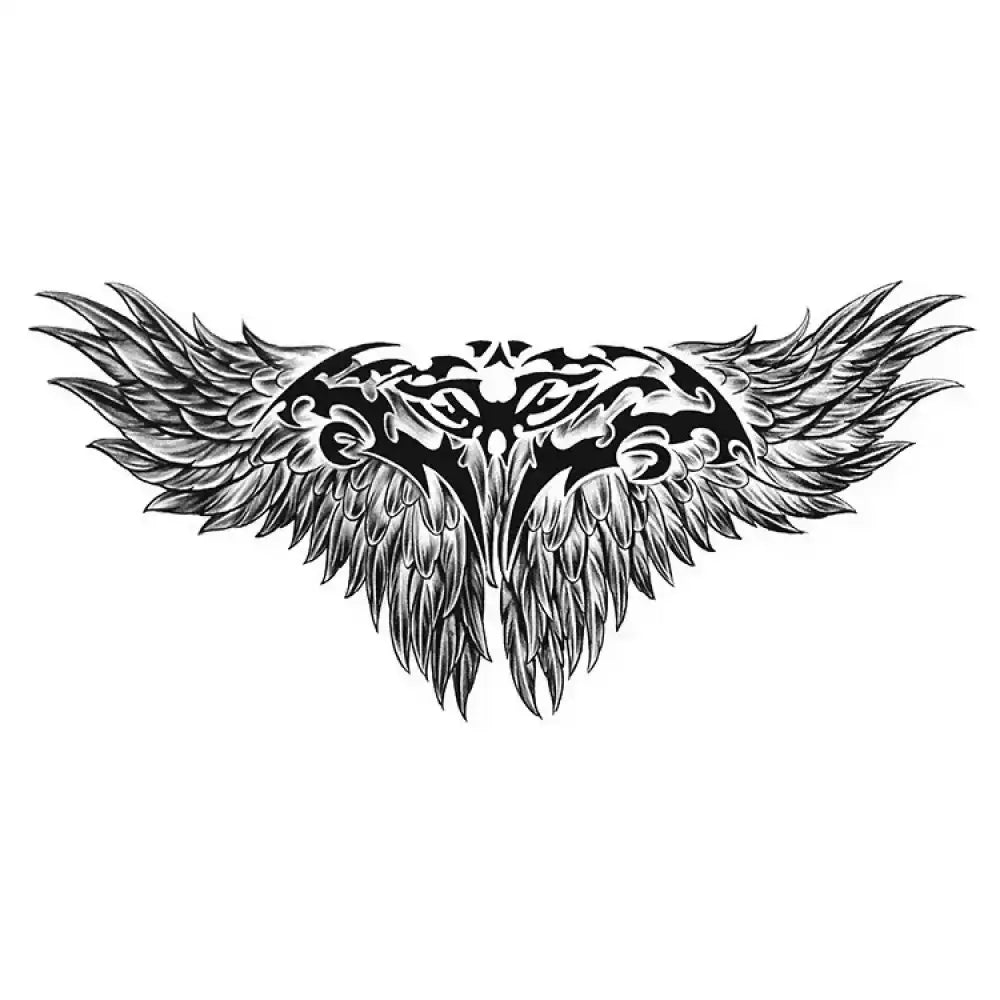Black and white tribal angel wings small tattoo sticker design