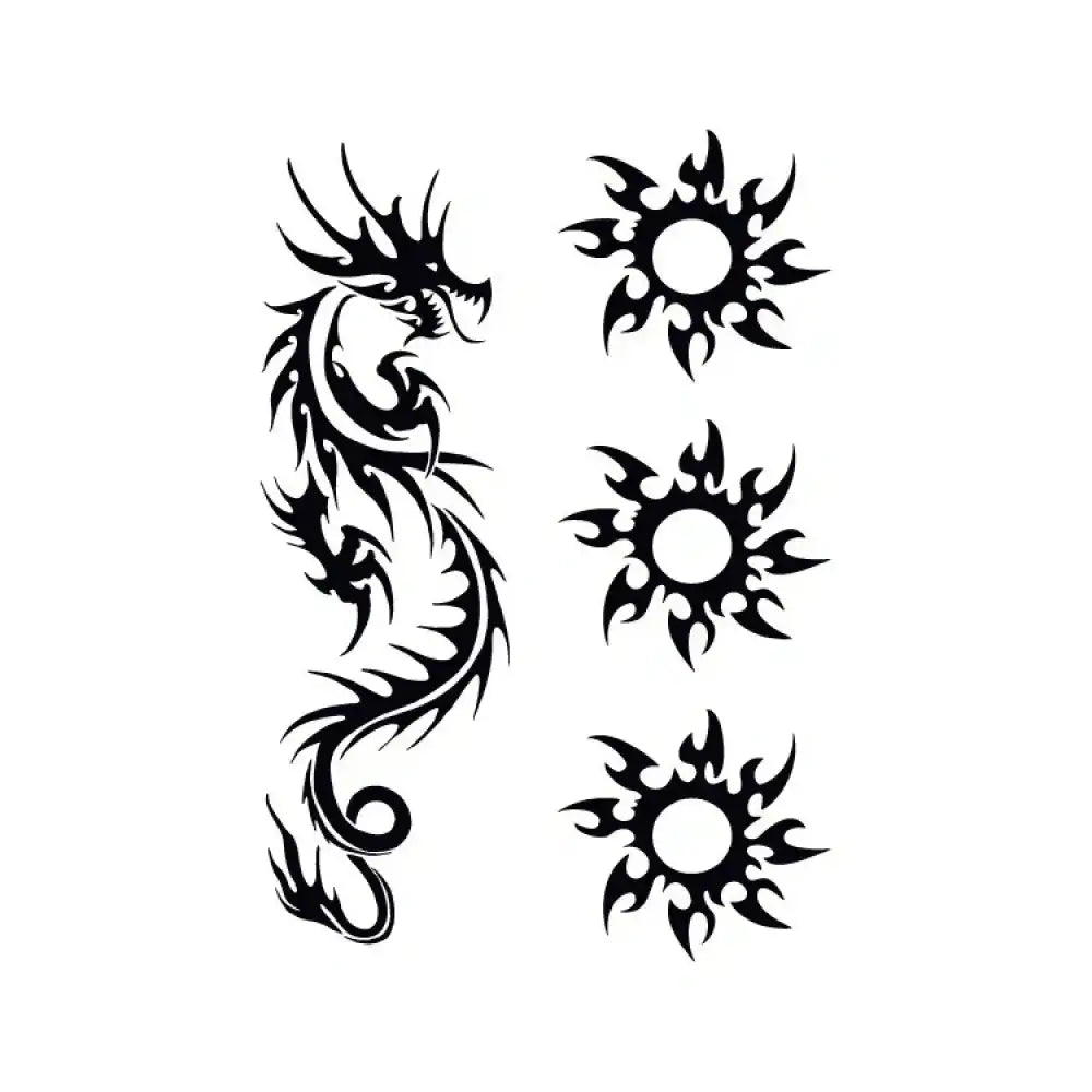 Tribal dragon and sun small tattoo stickers from Dragon Totem 2