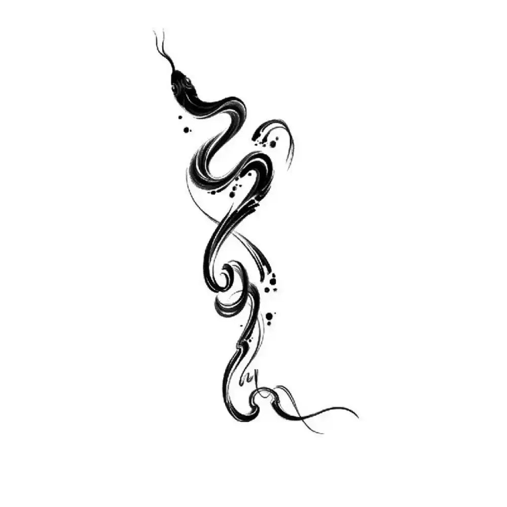 Stylized ink serpent black brushstroke snake small tattoo sticker design
