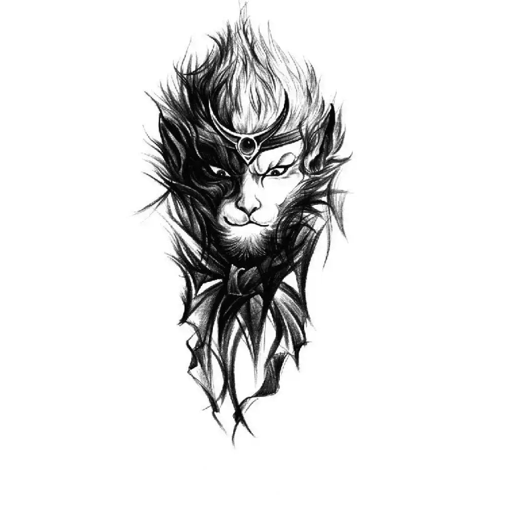 Fierce stylized monkey face in Mythic Wukong Soul tattoo sticker