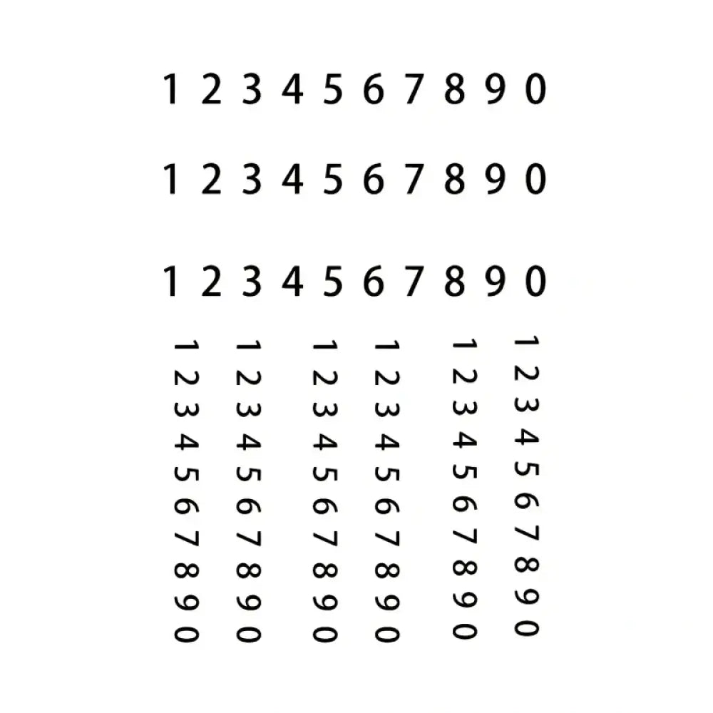 Small tattoo sticker: Number Set 0-9 on white sheet