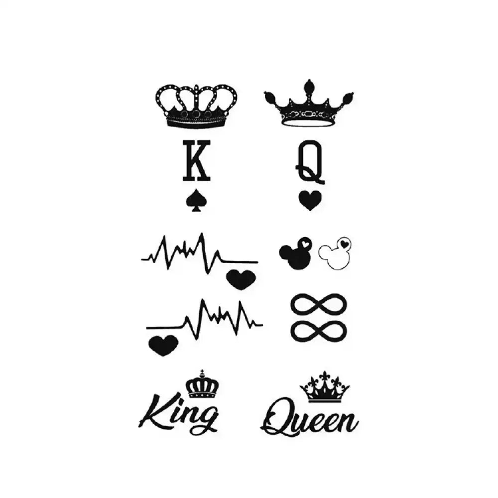 King and Queen Bundle: Sheet of Black Small Tattoo Stickers