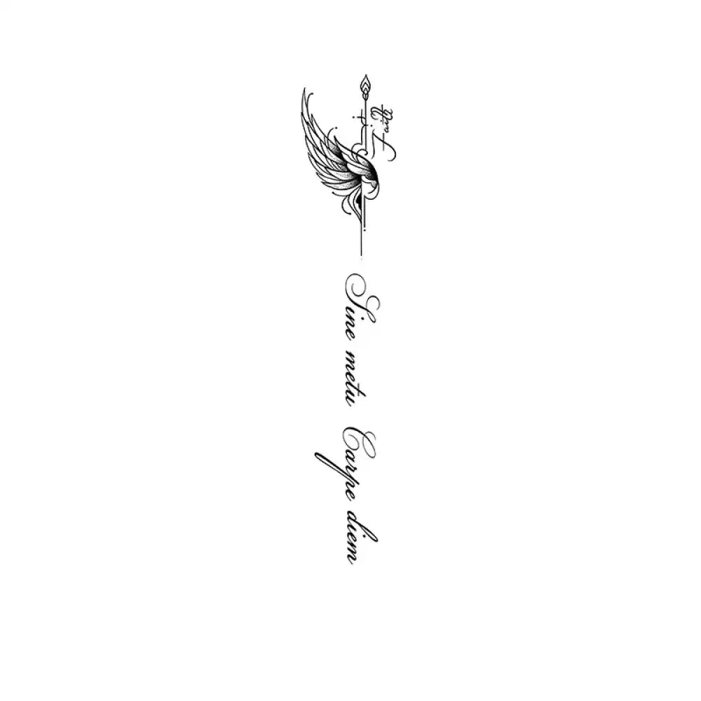 Sine Metu Carpe Diem spine tattoo sticker with winged spear
