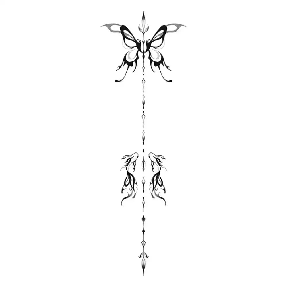 Symbiotic Axis small tattoo sticker with monochromatic butterfly and fish design