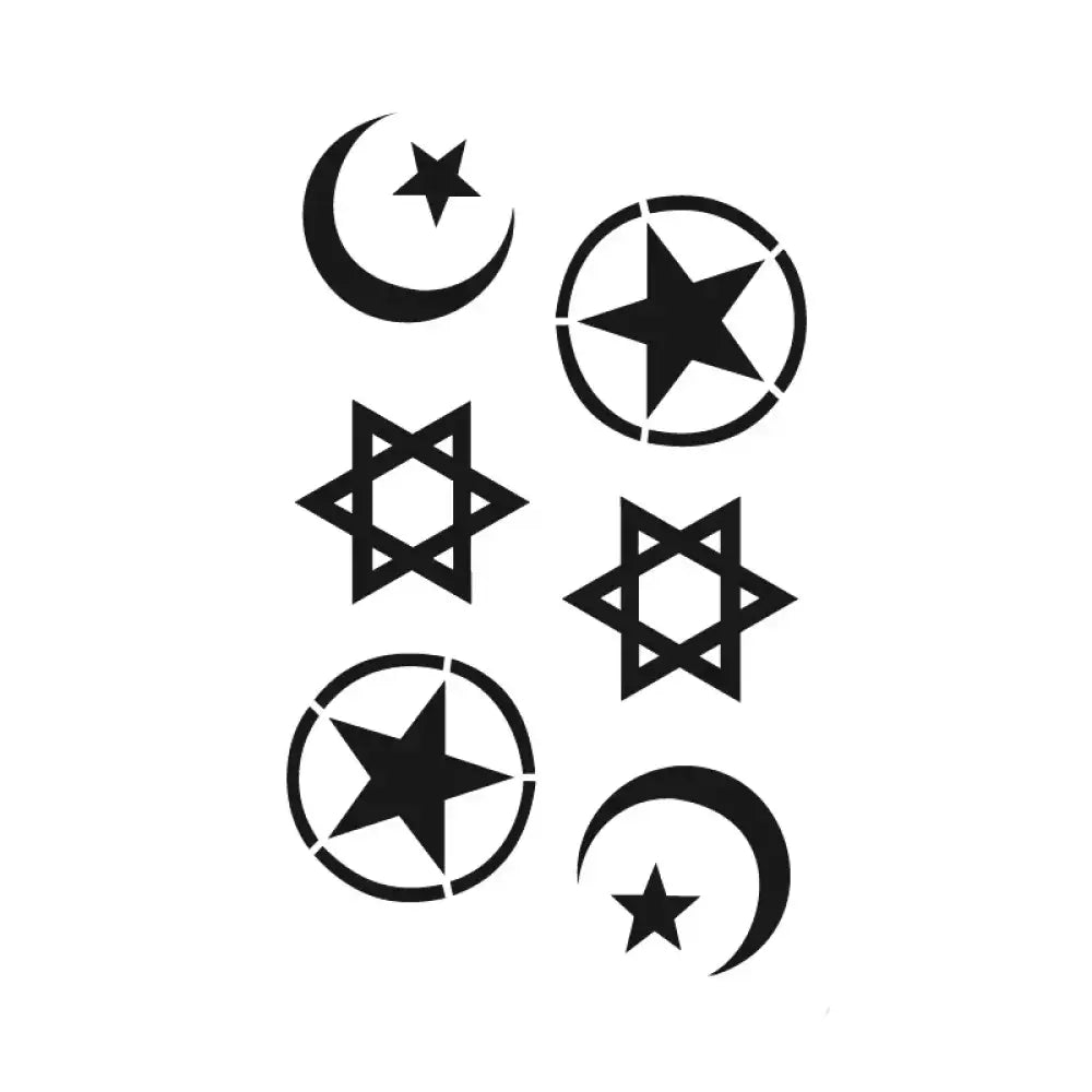 Crescent and Star Set of religious symbolic tattoo stickers