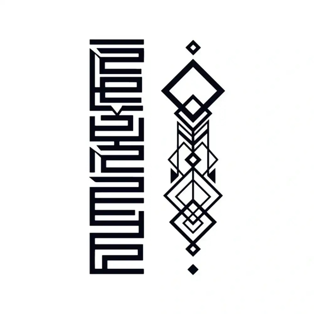 Two black totem pattern small tattoo stickers in geometric design