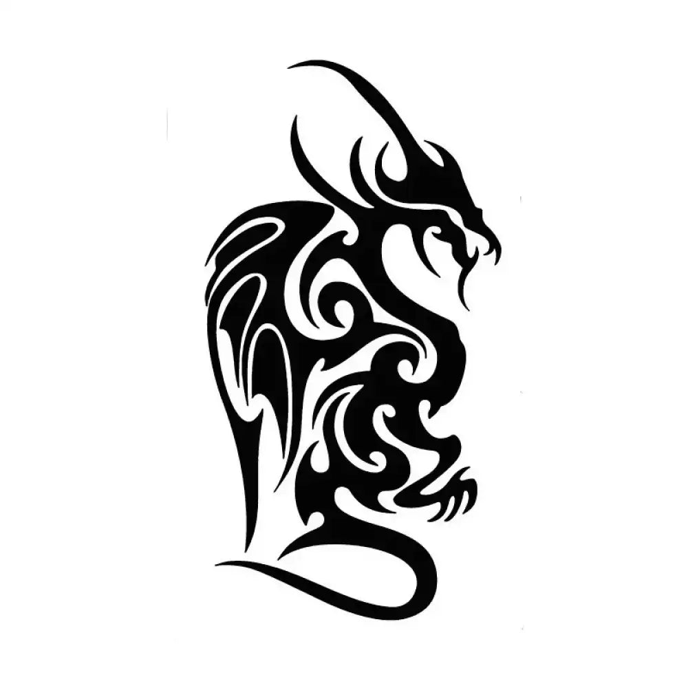 Black Tribal Dragon Tattoo Sticker Design for Tribal Dragon Crest
