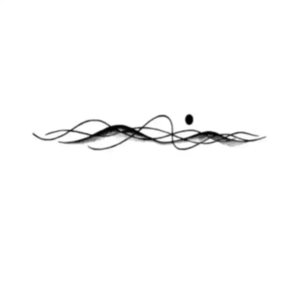 Decorative semi-permanent tattoo sticker with advanced hand-drawn swirling black tendrils