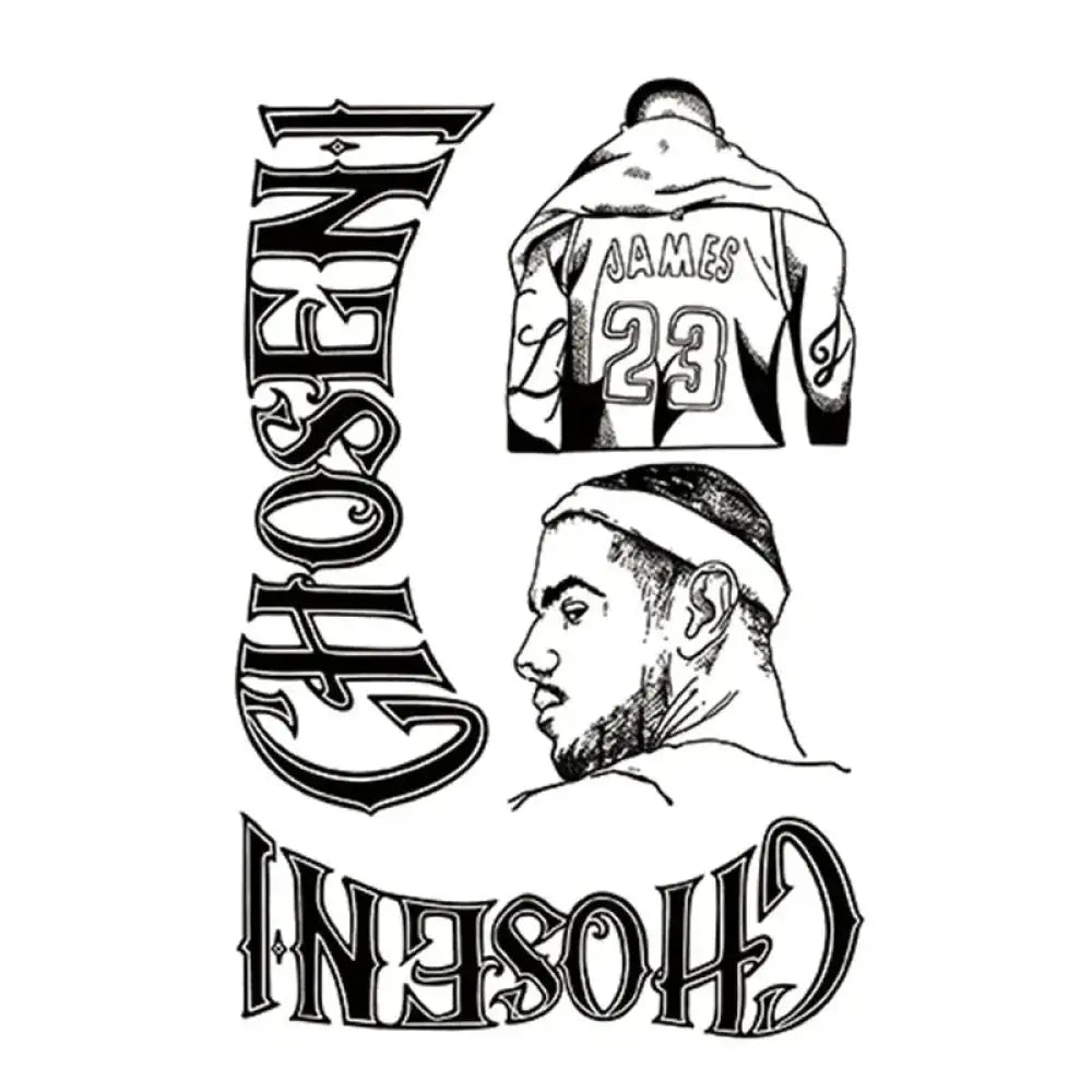 LeBron CHOSEN1 tattoo sticker featuring artwork with CHOSEN text for small tattoos