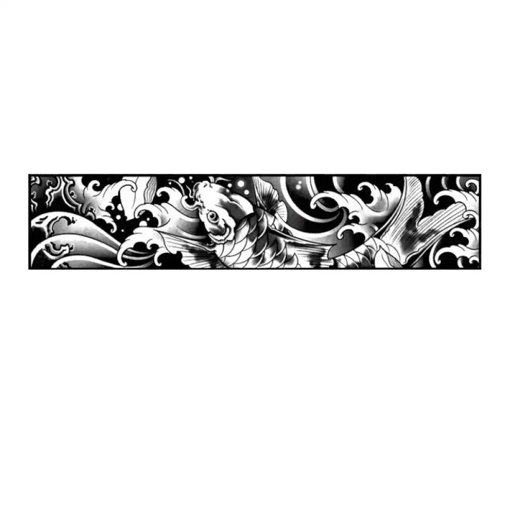 Monochrome koi breaking waves tattoo sticker banner