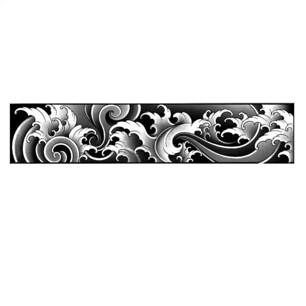 Waves Ukiyo-e Japanese wave pattern tattoo sticker in black, white, gray