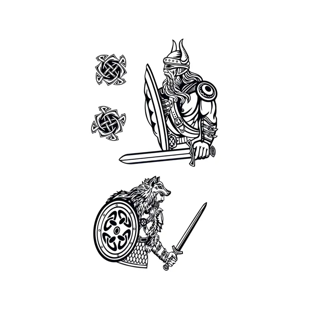 Black and white Viking small tattoo designs in Gladiator