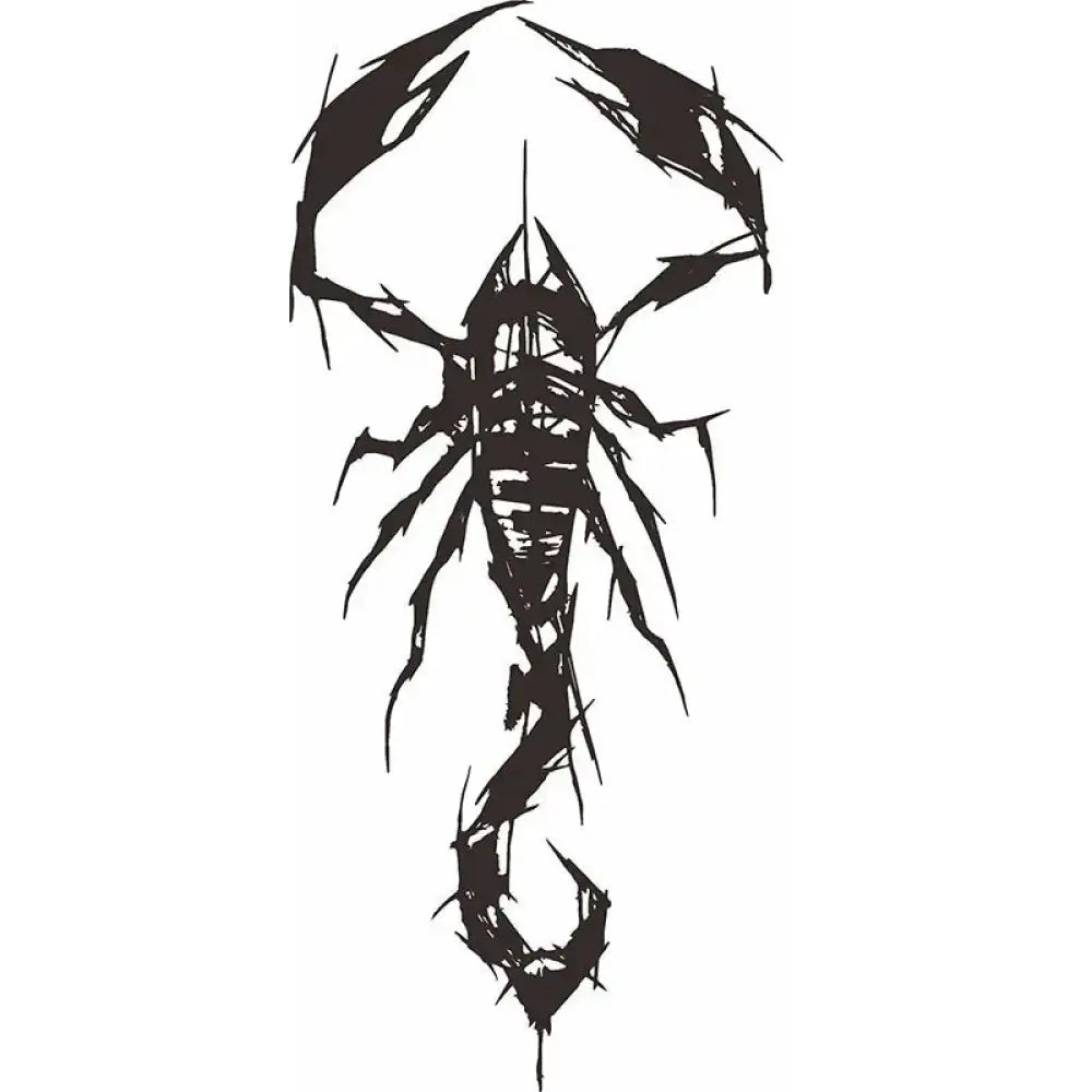Stylized black scorpion in tribal blackwork design